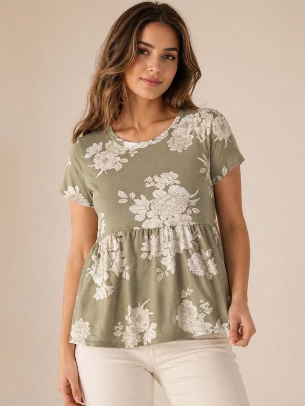 Misia Sage Floral Short Sleeve Tee